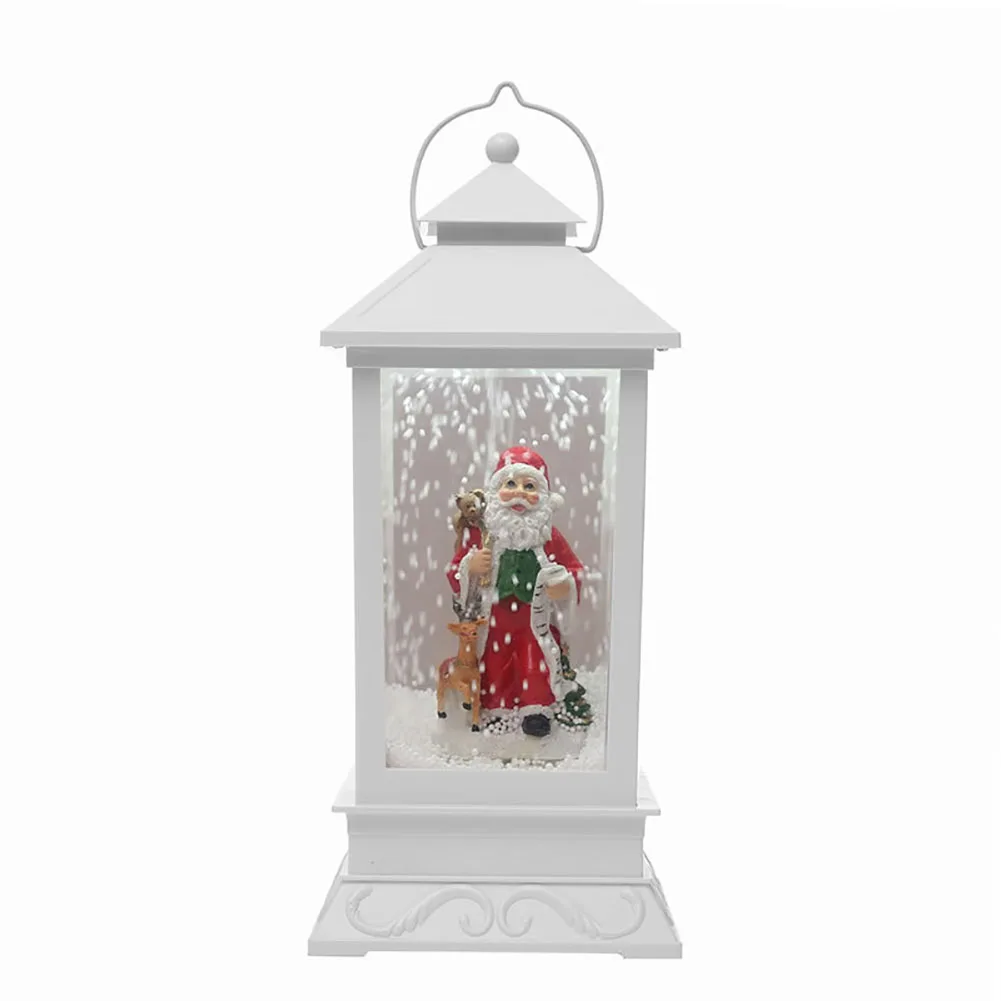 Fashion Santa Claus Snow Music Lantern Kids Toy Gift Christmas Festival Ornament Table Decoration - Цвет: Белый