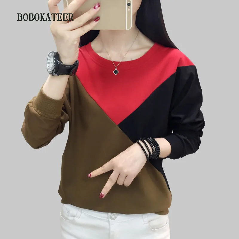 BOBOKATEER футболка femme размера плюс футболка женская футболка с круглым вырезом camisetas verano mujer футболка с длинным рукавом женская футболка