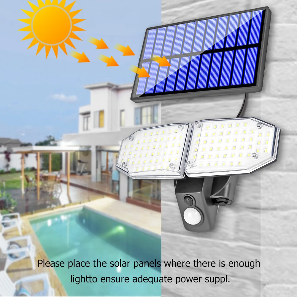 Solar Lights Adjustable Heads Lamp IP65 Waterproof Motion Sensor Light Wide Angle Illumination Lighting for Garden | Лампы и освещение