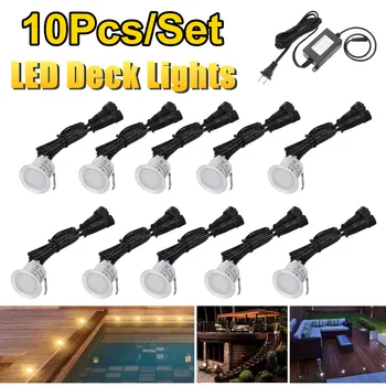 

10PCS LED Deck Light IP67 Waterproof Stainless Steel Recessed Stair Underground Bulb Lamp Garden LED Floor Light Wall Spotlight