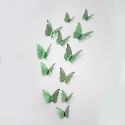 Iridescent 3D Butterfly Wall Stickers in Purple, Green, and Blue (Green B 12Pcs)