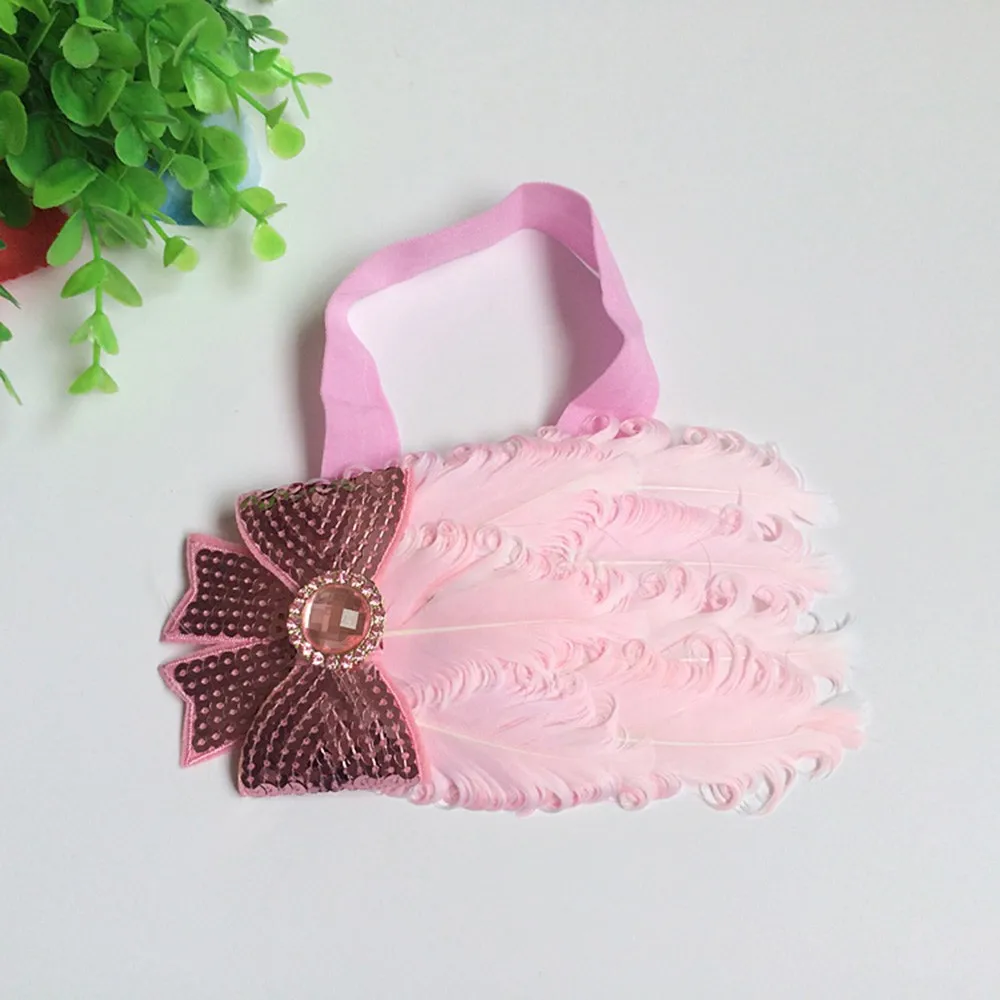 Baby Girls Newborn Headwear Baby flower bow feather headband feather baby headband girl hairbands bow hair Headbands