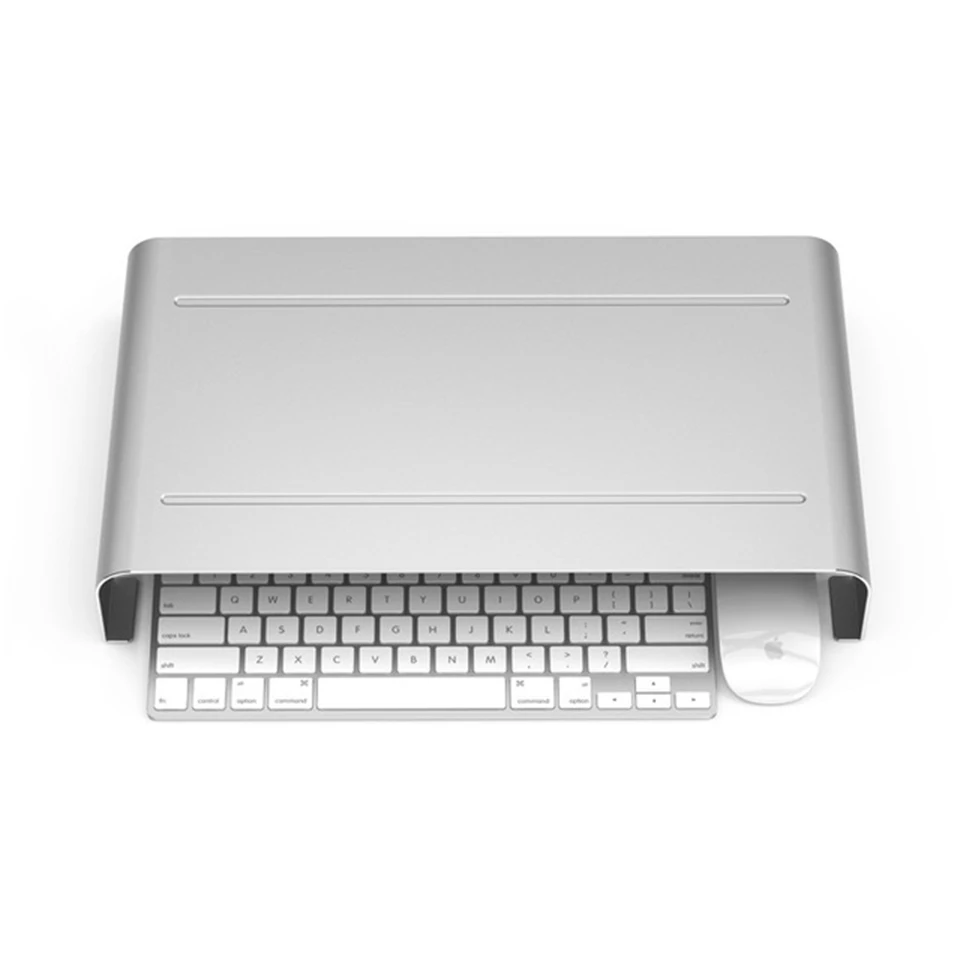  Laptop Table Computer Display Monitor Riser TV Stand with Keyboard Mouse Storage Slots Aluminum All