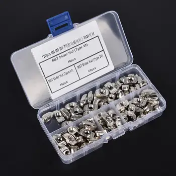 

120pcs T Slot Sliding Nut M4 M5 M6 Hardware Fasteners for 3030 Aluminum Profiles Nut