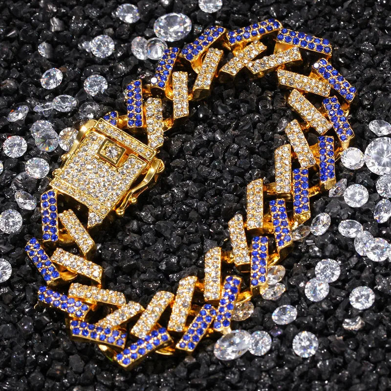 

Gold Silver Color Miami Cuban Link Chains Hip Hop Jewelry Iced Out Bracelet for Men Women Punk Rapper Party Gift