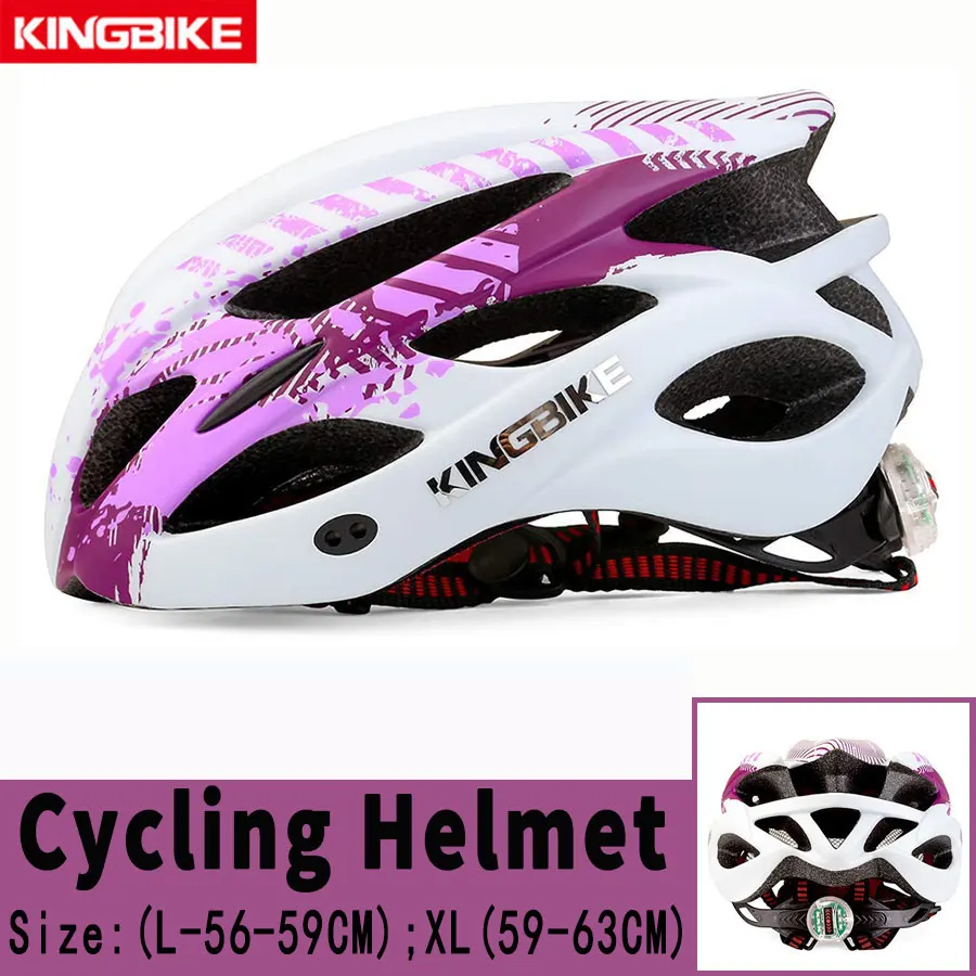 J-675-Purple KINGBIKE Green Bike Cycling Helmet Ultralight Bicycle Helmet CPSC&Ce Detachable Visor MTB Bicycle Casco Ciclismo Cycling Helmet - Color: J-675-Purple