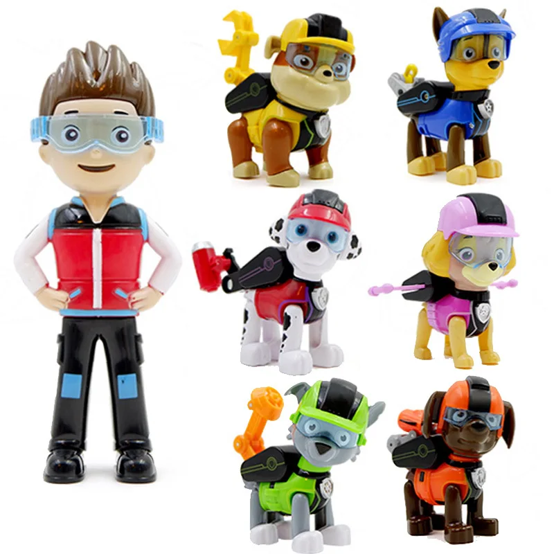 Tanie Hot 7 sztuk zestaw Paw Patrol pies szczeniak Anime rysunek Skate Canine model postaci zabawki na prezenty dla dzieci