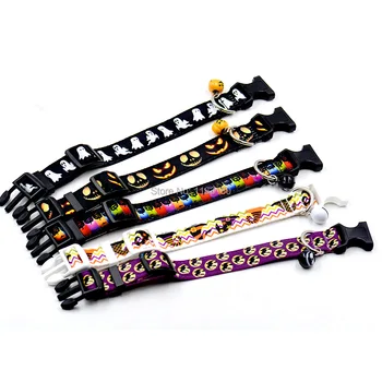 

12pcs/lotHalloween Cute Dog Collar Bell Adjustable Pet Dog Collar For Small Medium Dogs Party Pet Supplies
