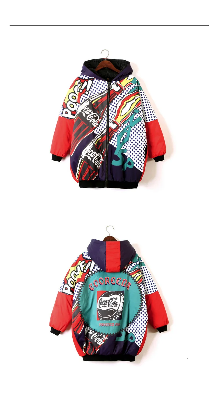QING MO Plus Size Women Hooded Parkas Women Winter Thick Warm Parkas Female Letter Printed Cotton Padded Coat Loose ZQY2398
