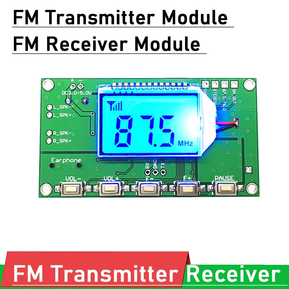 

DSP PLL FM Stereo Transmitter Receiver Module 87-108MHz Frequency LCD Digital FM Radio Wireless Microphone campus Broadcast A11
