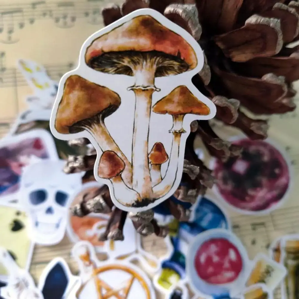 

38 PCS Retro Magic Potion Vintage Poker Mushroom Witch Skull Sticker For The Diary Scrapbooking Ablum Label Stickers Stationery