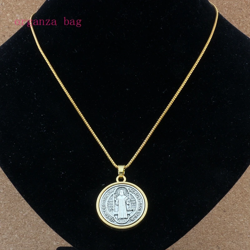 10 шт./лот Ретро наша Леди Святого скапулы медаль-амулет кулон ожерелья 23,6 дюймов 50X37 мм кулон Античное золото A-551d