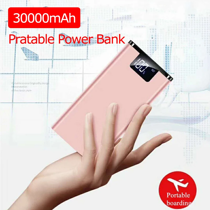 

Power Bank 30000mAh External Batteries Two-way Fast Charging Powerbank LED Display Ultra-thin Mobile Charger Battery for Iphone