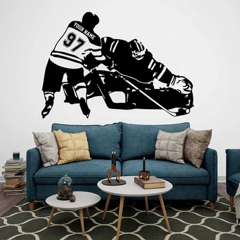 

Large Custom Name Hockey Teamwork Wall Sticker Nursery Kids Room Personalized Name Hockey Goalie Sport Player Wall Decal Bedroom
