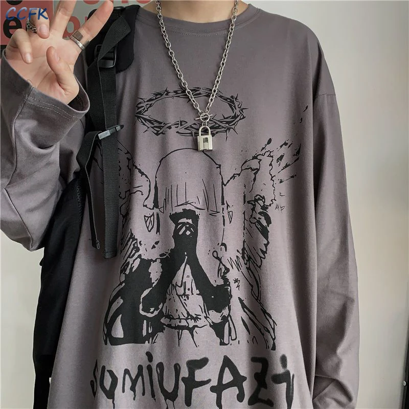 Emo Gothic Clothes Long Sleeve T Shirts Women Punk Top Men Harajuku Grunge Clothes Hip Hop Streetwear Alt Aesthetic T Shirt T Shirts Aliexpress