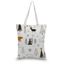 Женская Ручная сумка, многоразовая хозяйственная сумка, Эко сумка на плечо для ежедневного использования, повседневная Холщовая Сумка-тоут с принтом