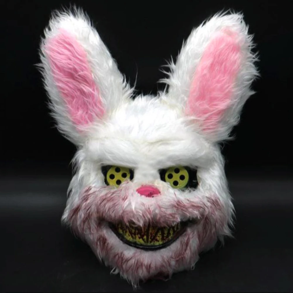 Хэллоуин злой плюшевый кролик маска призрак маска искусственное животное кролик головной убор маскарадные маски вечерние реквизит для выступления