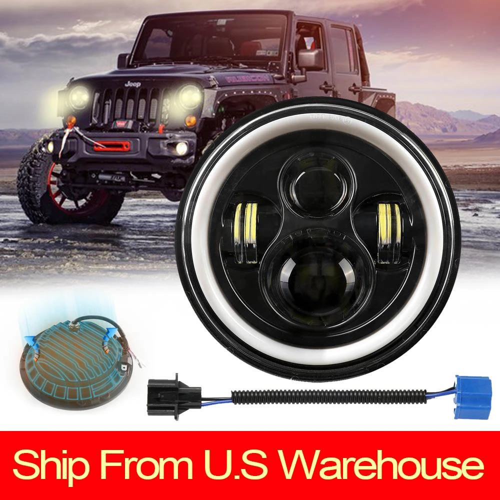 7" Black LED Headlight Projector Fit Honda Shadow VT VT1100 VT750 VT600