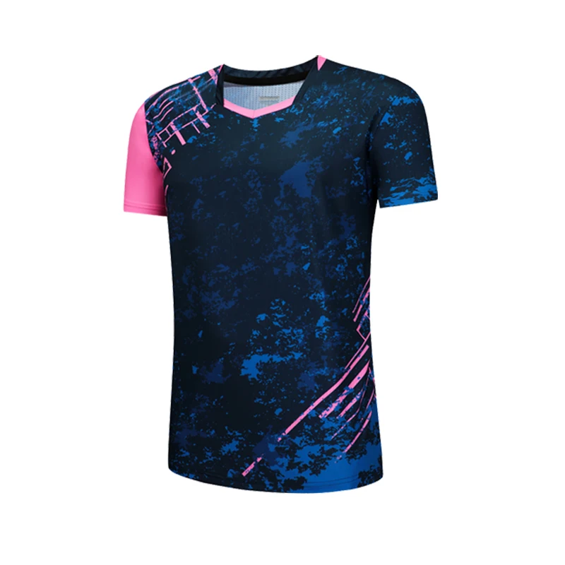 Men Navy A Shirt Костюм для бадминтона, мужская и женская летняя футболка с коротким рукавом, Спортивная футболка для настольного тенниса - Цвет: Men Navy A Shirt