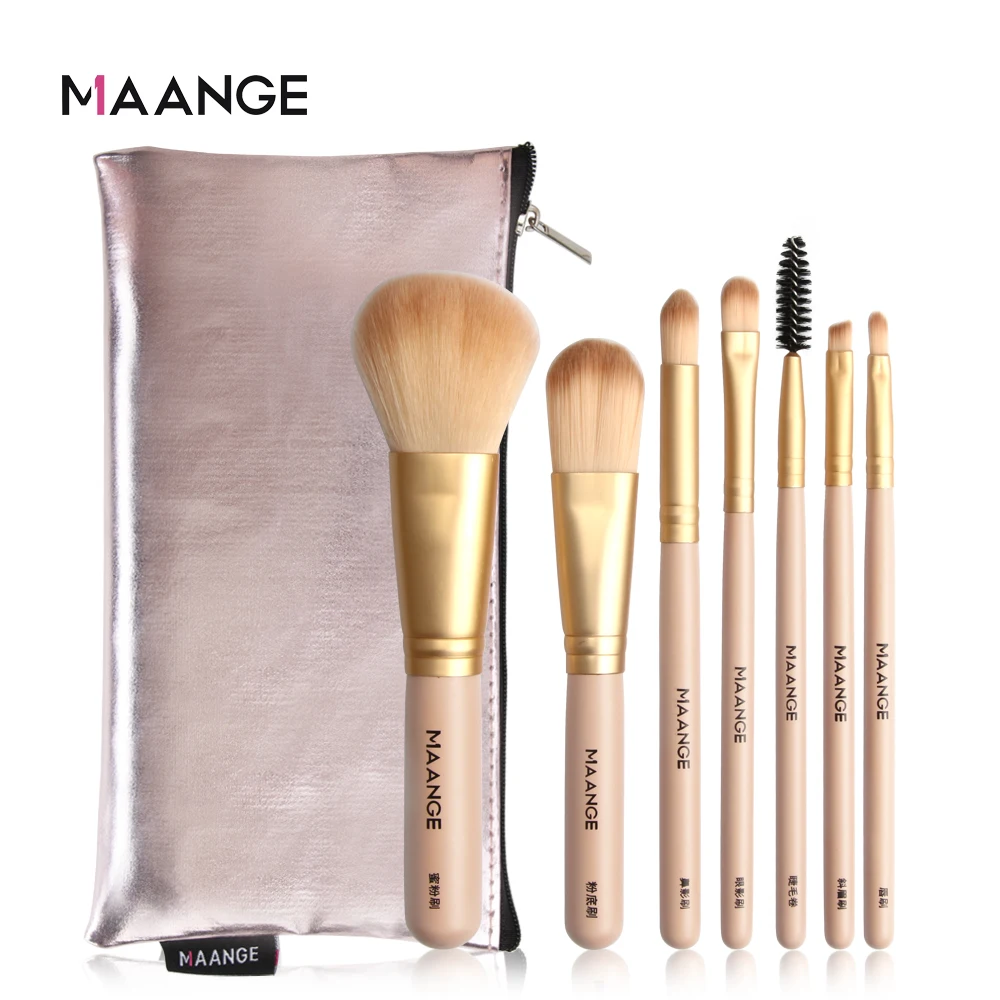 

7 pcs Makeup Brushes Set Multifunction Powder Blusher Foundation brush Eyeshadow Eyelash Eyebrow Tool with PU bag drop shipping