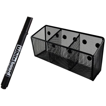 

20 x Board Marker Whiteboard Marker Pen Washable Black with netic Pencil Holder netic Metal Mesh Pencil Holder