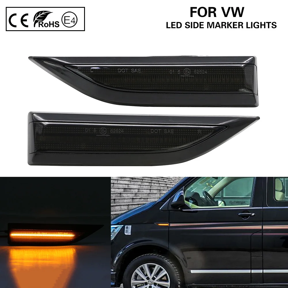 

2X Smoke LED Side Marker Lamp turn signal light for VW T6 2015-