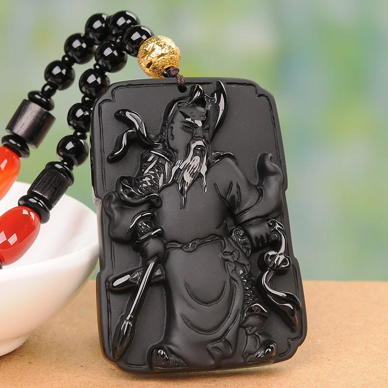 

Exquisite workmanship Obsidian Guangong pendant men's necklace transfer escort body protection safety certificate