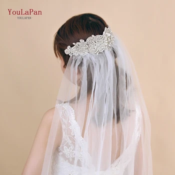 

YouLaPan VS26 Hot Sale White/Ivory Bridal Veil One Layer Wedding Veil and accessories bridal veil with Diamonds and pearls