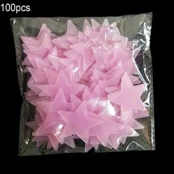 

100PCS 3CM Luminous Star Wall Sticker Luminous Fluorescent 3D Kids Bedroom Ceiling Home Dark Place Star Wall Stickers