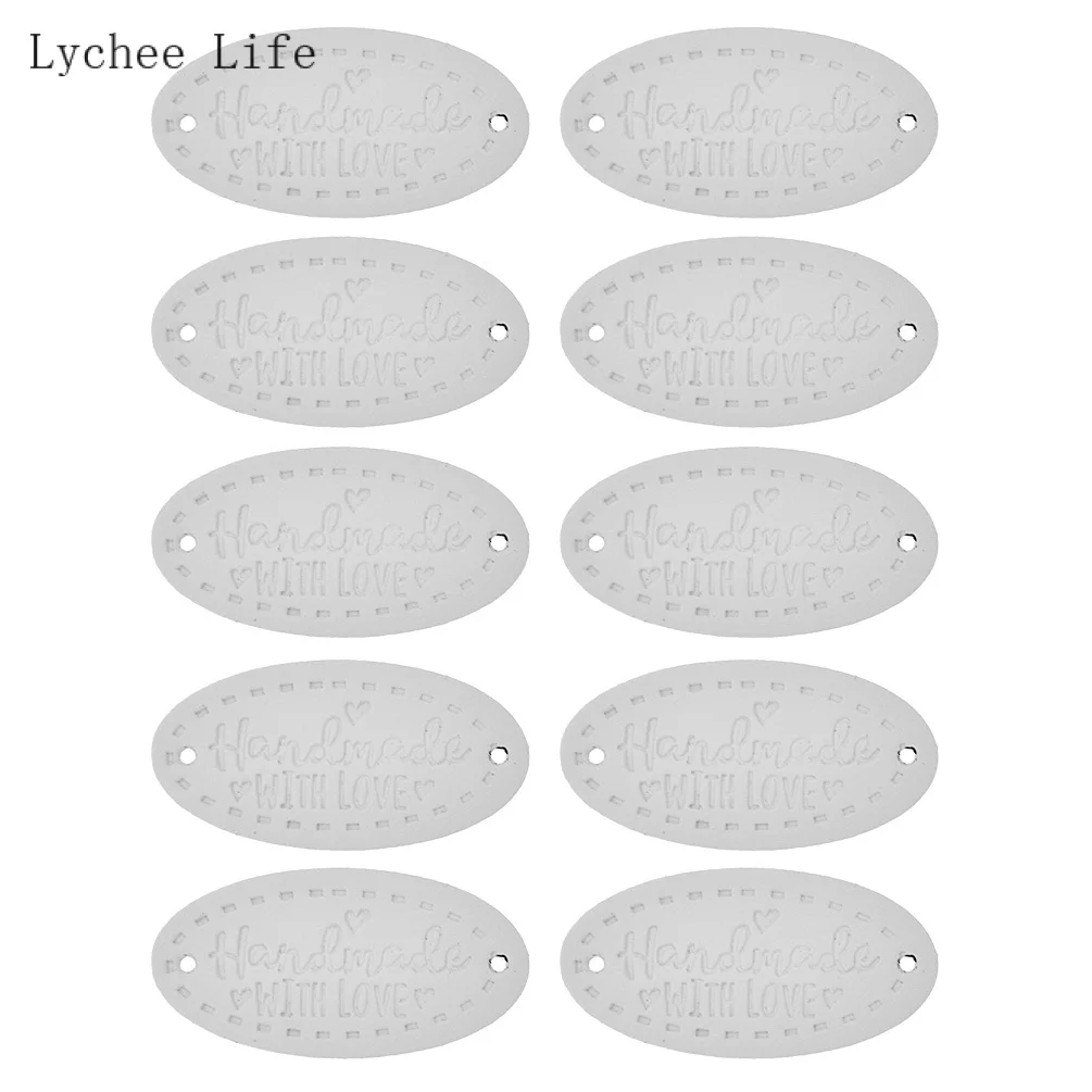 10Pcs white Lychee, срок службы 10/30 шт. ручной работы с любовью этикетки для DIY Швейные монета мешки одежды Шапки шарфы лейблы ярлыки для рукоделия - Цвет: 10Pcs white