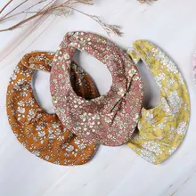 Детские слюнявчики для новорожденных мальчиков и девочек с цветочным рисунком, треугольные Слюнявчики