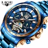 LIGE 2022 New Fashion Diver Watch Men Top Brand Luxury Automatic Men Watch Casual Tourbillon Mechanical Wrist Watches For Men 6