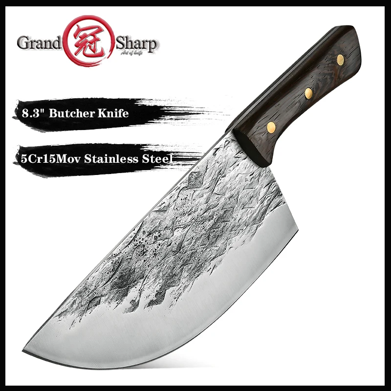 Кованый нож шеф-повара Grandsharp 8 3 дюйма мясника ножи из высокоуглеродистой стали