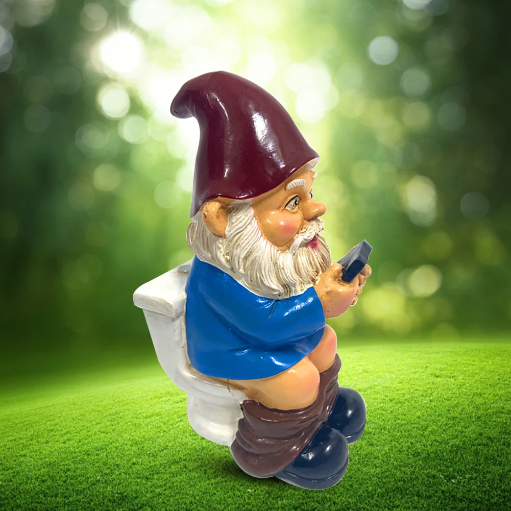 3D Dwarf Toilet Play Phone Statue Garden Gnomes Mini Resin Doll Statue Crafts Outdoor Elf Miniature Garden Dwarf Decoration resin ornaments garden statue garden decoration resin statue resin handicraft ornaments resin ornament