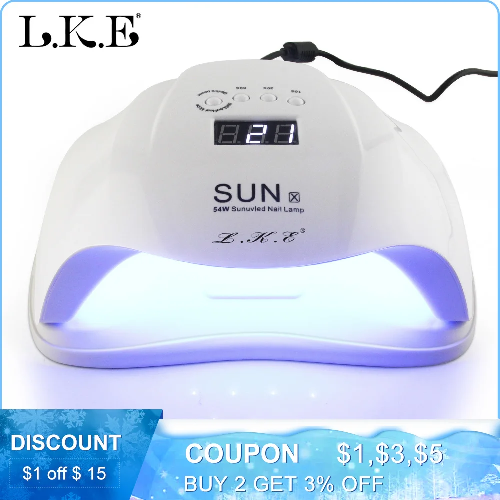 Лампа для ногтей LKE SUN X 36W 54W УФ светодиодная лампа сушилка 36 светодиодов Сушилка