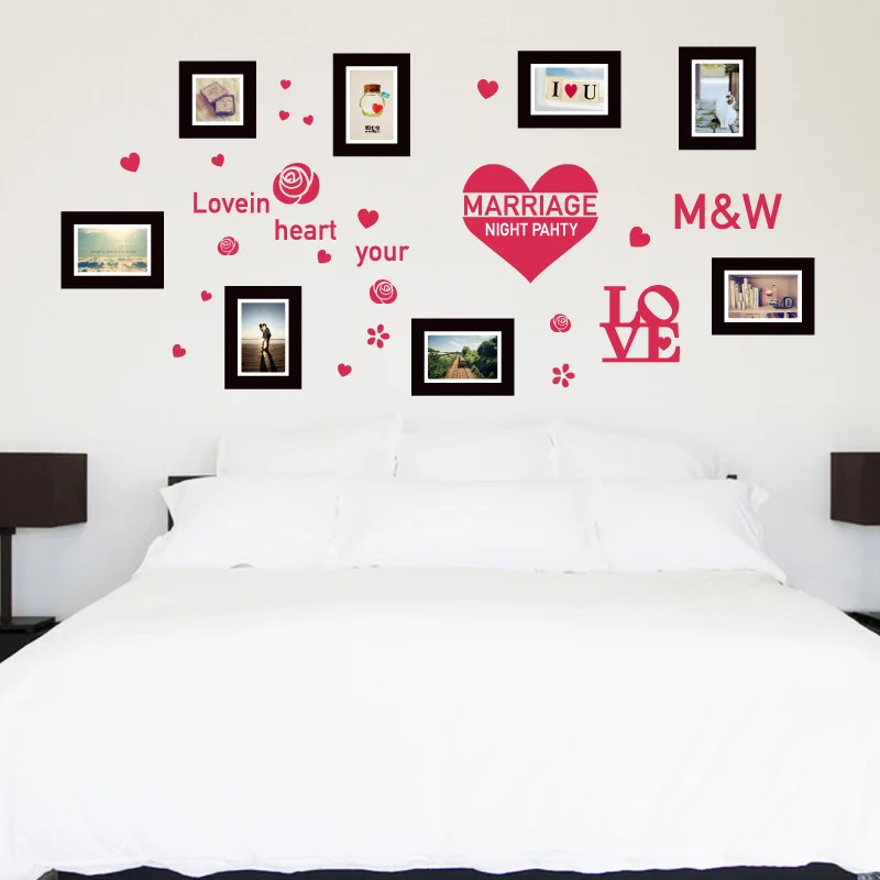 

Romantic Heart Picture Frame Wall Stickers for Kid Weeding Bedroom Living Room Husband Decor Stickers Frame Letters for Wall