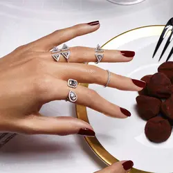 Модный каплевидный AAA кубического циркония невесты ювелирные изделия квадратный кольцо с камнями, сверкающих, женская полный палец кольцо