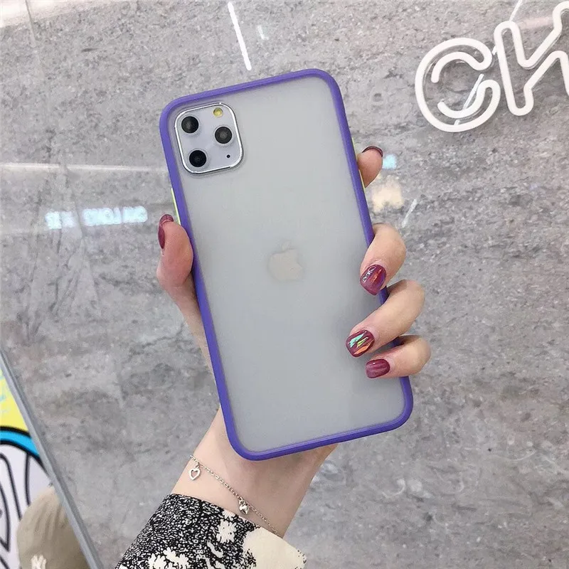 Для iPhone 11 Pro MAX 6 6S 7 8 Plus чехол для iPhone X XS чехол для MAX XR защитная оболочка задняя Матовая Мягкая силиконовая оболочка - Цвет: Фиолетовый