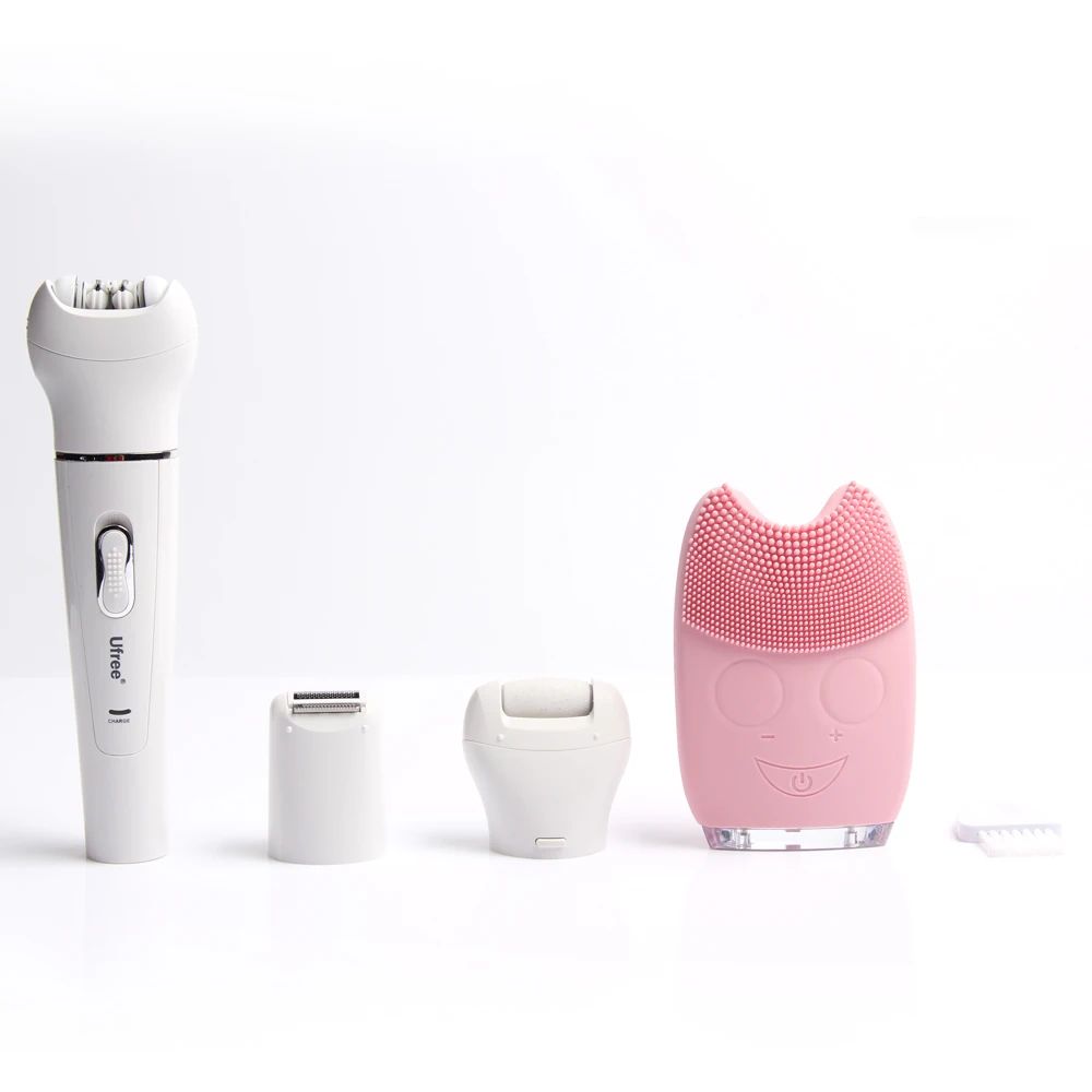 5in1 Cleansing Instrument Electric Face Wash Device Hair Removal Shaving Knife Foot Scrub Machine Face/body Cleaning Beauty Set