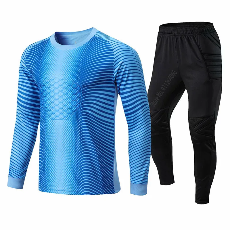 

Новые тренировочные футболки с длинным рукавом для детей и взрослых, футболки для вратаря, форма вратаря, защитный Топ и штаны из губки