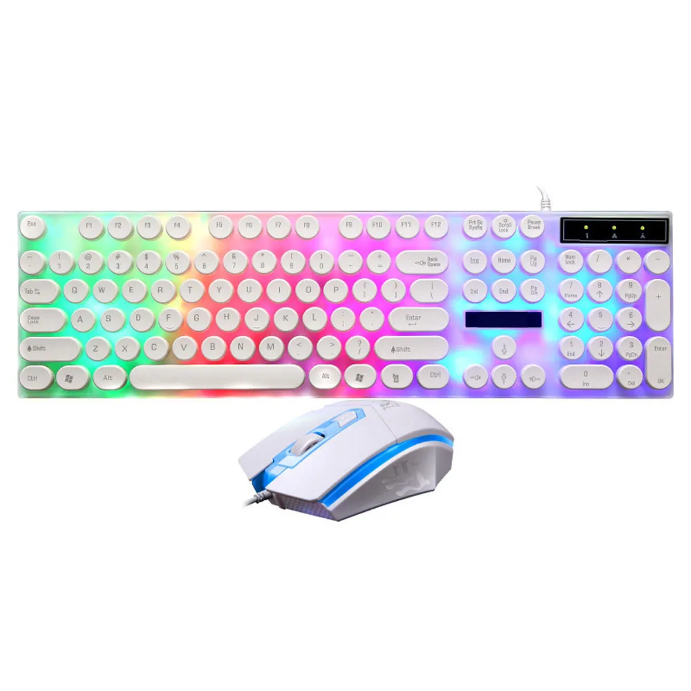 buy Keyboards G21 LED Rainbow Color Backlight Gaming Game USB Wired Keyboard Mouse Set Backlight Keyboard for PC Laptop L905