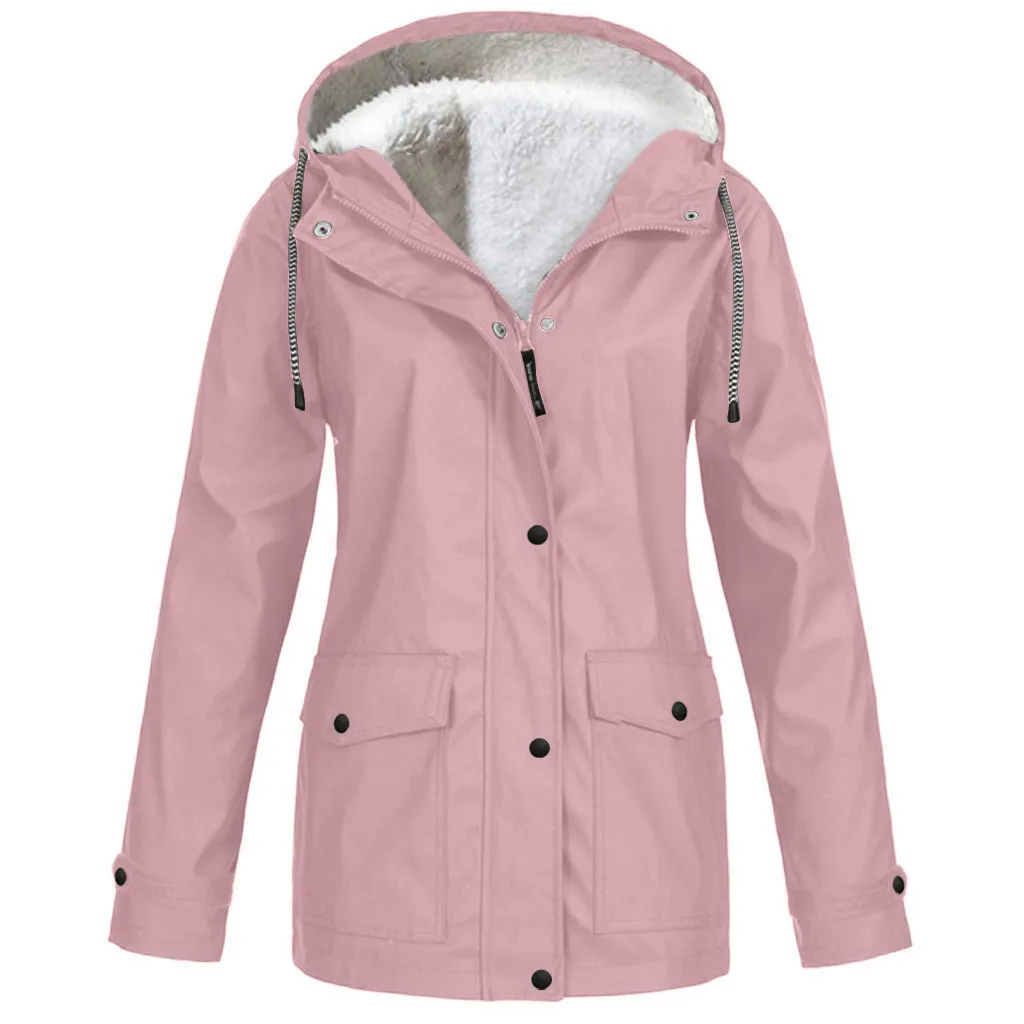 Женская верхняя одежда, пальто, куртки, одноцветная плюшевая утепленная куртка, верхняя одежда размера плюс, плащ с капюшоном, ветрозащитное зимнее теплое пальто M840 - Цвет: PK
