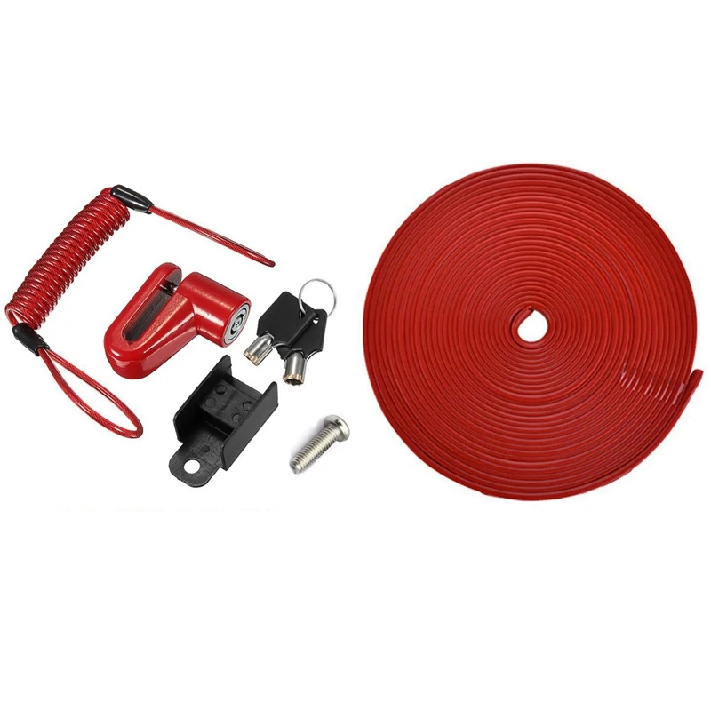 2 Set Electric Skateboard Parts Red for Xiaomi Mijia M365 Scooter: 1 Set Lock Disc Brakes Wheels Lock& 1 Set Bumper Protective