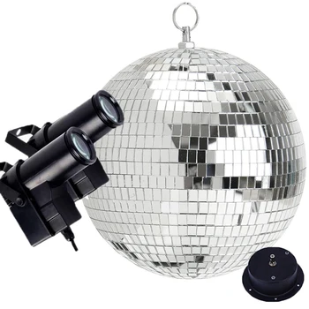 

Thrisdar Hanging Reflective Glass Disco Mirror Ball With 10W RGB Beam Pinspot Lamp Wedding Party KTV Holiday Disco Stage Light