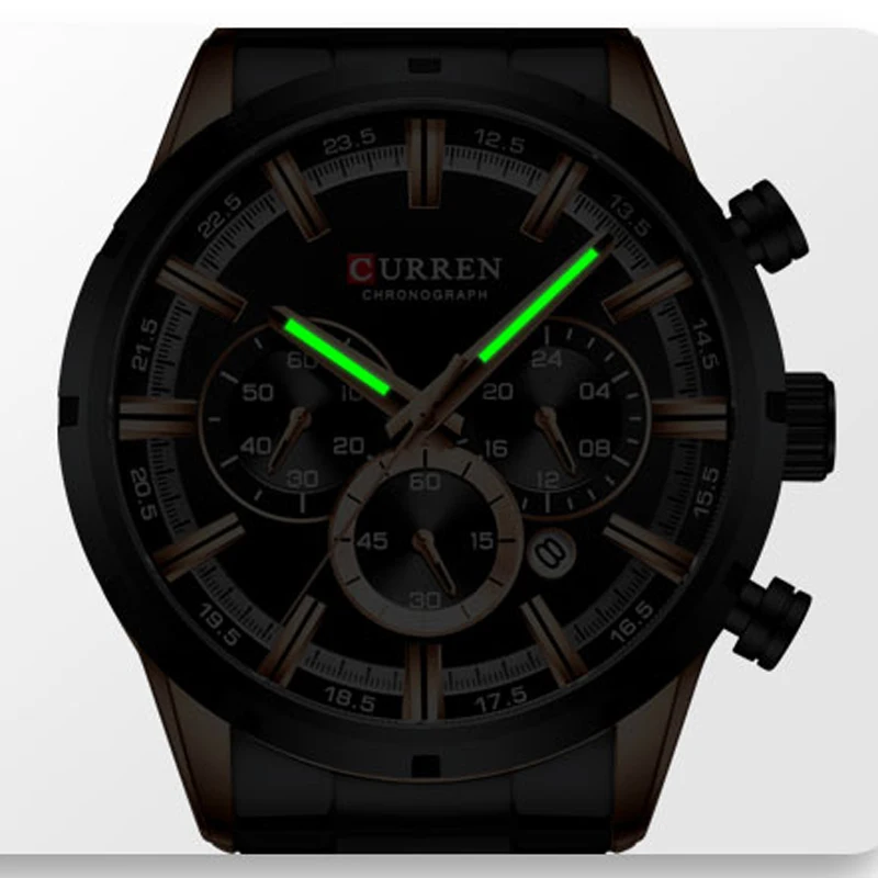 CURREN Роскошные модные кварцевые часы классические серебряные и черные часы мужские наручные часы с календарем хронограф