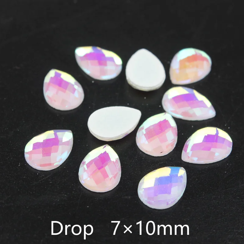 Новое поступление 30 шт. дизайн ногтей Стразы Декор прозрачный AB белый низ Кристальные бусины камни для 3D украшения для ногтей - Цвет: Drop 7x10mm