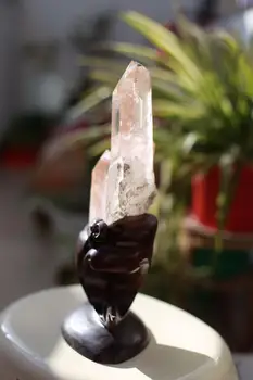 

Large Size Natural Clear Quartz Crystal Cluster Crystal Gemstone Point Decoration Reiki Healing with beautiful wooden base
