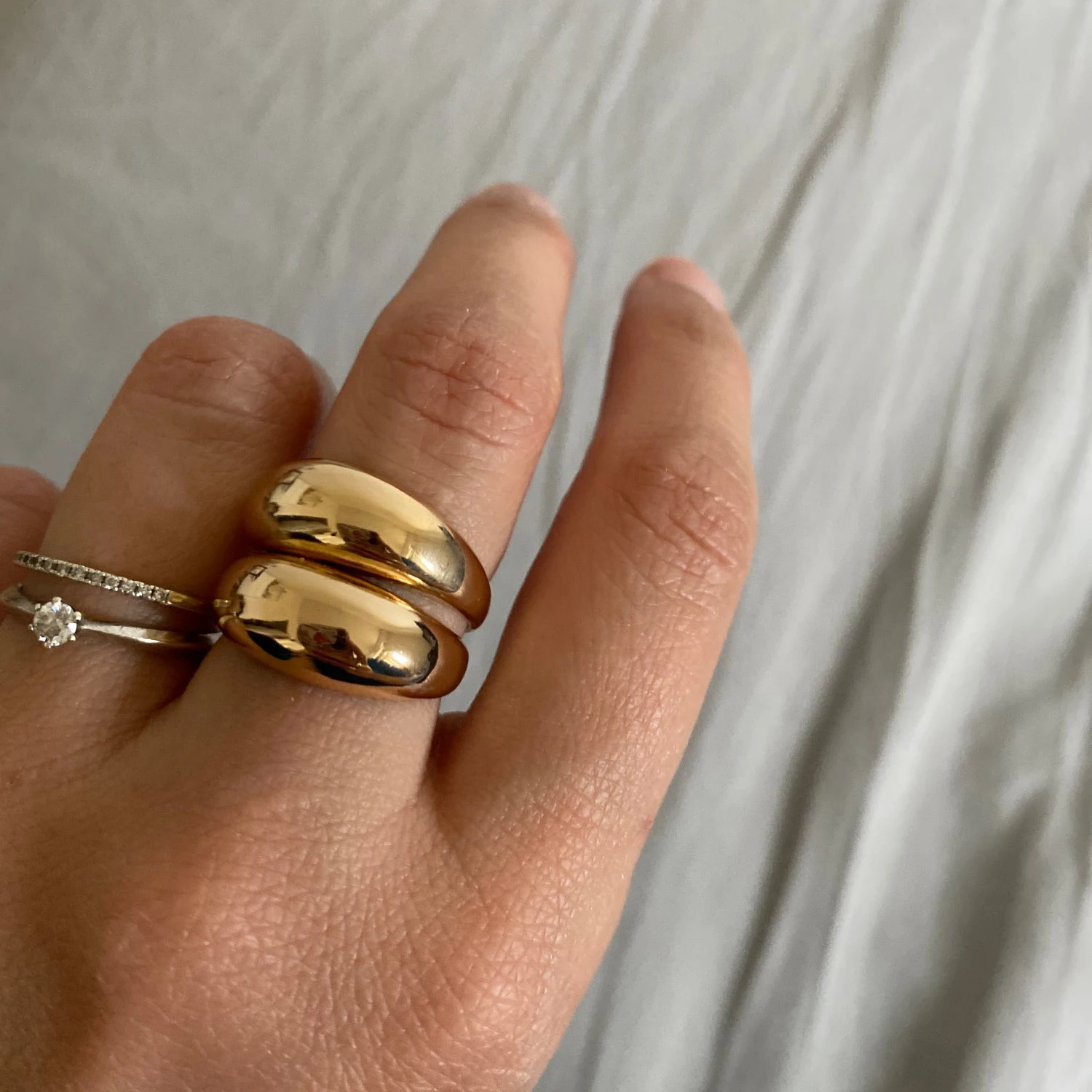 2pcs Punk Hip-hop Chunky Rings for Women Girls Trendy Geometric Circle Stack Gold Ring Minimalist Party Wedding Jewelry - Image 2