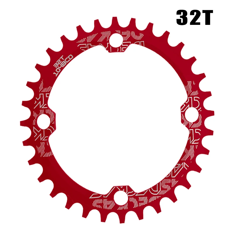 oval 32T red 104BCD овальная цепь колеса узкая широкая цепь MTB болты горный велосипед 32T 34T 36T 38T шатуны один зуб пластина часть - Цвет: oval 32T red