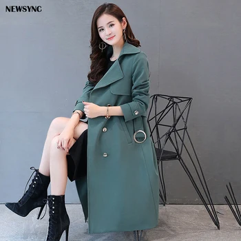 

NEWSYNC Women Trench Coats 2020 New Spring Autumn Big size Ladies Windbreaker Female Outerwear Turn-down collar Long sleeve